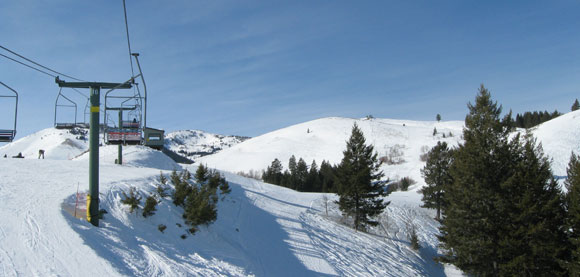 Tim Bondy on a chairlift at Soldier Mountain