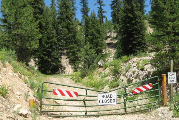 Closed road near Featherville Idaho