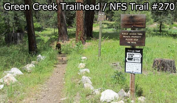 Trailhead for Green Creek Hiking Trail near Featherville Idaho